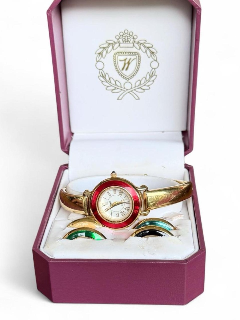 Vintage Worthington gold watch with interchangeable dials untested